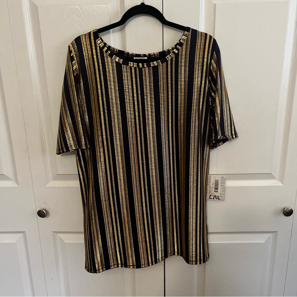 5 for $25! Lularoe Gold and Black Striped Women's Top